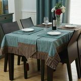 热卖绿色欧式地中海正方形西餐餐桌布布艺布套椅套椅垫套装长方形