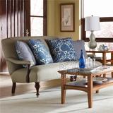 出口欧式新古典双人沙发法式实木两人休闲椅布艺美式乡村简约沙发