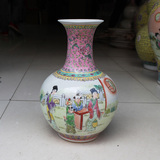 景德镇陶瓷 花瓶  仿古重工粉彩花瓶 客厅工艺品摆件 收藏品 赏瓶