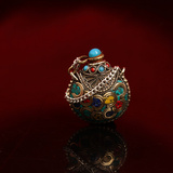 西藏红尼泊尔铜镶嵌挂件鼻烟壶㊣六字真言复古大气异域藏风民族风