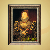 帝旗 伊丽莎白女皇 欧美式古典手绘人物装饰油画有框壁画定制RR86