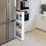冰箱夹缝架夹缝收纳架厨房浴室塑料置物架带滑轮可移动储物架