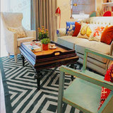 欧式回形格子条纹简约地毯客厅沙发茶几卧室床边进门餐桌椅垫定制