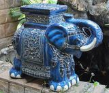 代购 庭院摆件花园凳子陶瓷瓷大象雕像院子装饰表蓝色口音