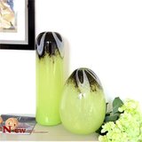 欧式绿色落地玻璃大花瓶 现代时尚家居装饰摆件 手工玻璃艺术品