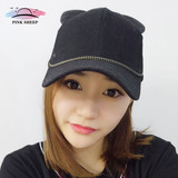 猫咪耳朵棒球帽 春夏季女士遮阳帽 可爱毛绒显瘦 韩版韩国潮帽子