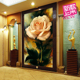玄关背景墙客厅过道走廊瓷砖背景墙欧式3D浮雕墙砖复古油画玫瑰