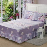 韩式床上用品四件套韩版床裙保护套植物花卉床罩纯棉合格品席梦思