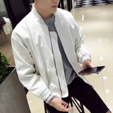 2016秋季日系纯色男士夹克衫青年棉质立领棒球服修身韩版潮流外套