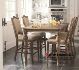 美式乡村餐桌法式仿古实木做旧复古风格长方形餐桌椅组合欧式餐桌
