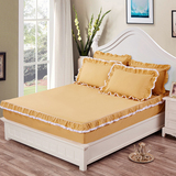 纯棉床笠单件蕾丝花边床罩素色床单加厚全棉防滑保护套1.51.8米
