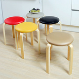 现代简约实木餐厅凳子圆凳 软垫式座椅可叠放办公凳儿童等可批发