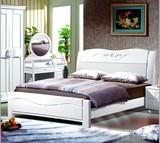新款南康橡木卧室套房组合白色家具双人床 床头柜 五门衣柜梳妆台