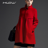 双面羊绒大衣女2015新款秋冬韩版宽松红色中长款羊毛呢子外套高端