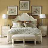 美式乡村实木床1.8米北欧白色复古做旧双人床1.5简约现代卧室婚床