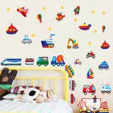 卡通汽车墙贴儿童房衣柜贴画宝宝房间背景墙壁装饰可移除贴纸自粘