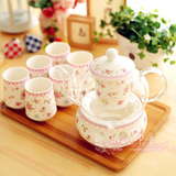 英式日式田园陶瓷花茶茶具套装耐热玻璃花茶杯加热花茶壶水果茶壶