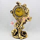 DHS欧式古典工艺品钟表摆件客厅卧室座钟高档家居饰品玻璃钢座钟