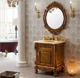 欧式浴室柜橡木雕花卫浴柜组合小户型洗脸盆柜实木卫浴柜大理石