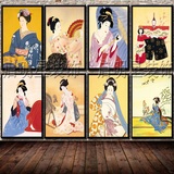 日本古代美女仕女图寿司料理店装饰画日式餐厅饭店挂画榻榻米壁画