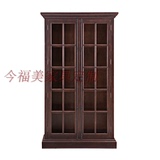 Eaton 书柜上海全实木美式乡村风格定制天地锁玻璃门展示柜定做