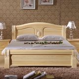 松木家具全实木床松木床雕花厚重款1.8米双人床现代中式家具特价