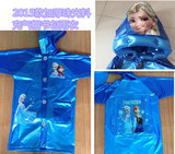 新款Frozen冰雪奇缘儿童雨衣艾莎安娜公主卡通雨披充气帽带书包位