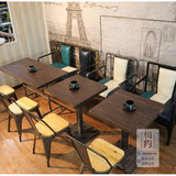 美式复古 咖啡厅酒吧桌椅 工业风水管做旧铁艺西餐厅桌椅沙发组合