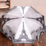 奈洛超轻缎面雨伞折叠女全自动晴雨两用伞欧美油画创意英伦三折伞