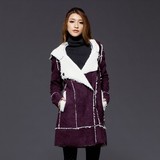 2015秋冬衣服韩国韩版纯色简洁毛绒长款时尚大衣风衣新款女装外套