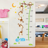 画卡通猴子量身高贴纸幼儿园墙壁装饰贴纸儿童房间卧室可移除墙贴