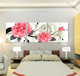 有框画装饰画客厅温馨卧室床头挂画三联无框画现代简约壁画玫瑰花
