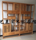 老榆木书柜书架展示柜实木免漆新中式简约现代柜子书橱博古置物架