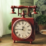 欧式复古创意立式个性时钟奶茶店装饰品钟表客厅卧室电话台式钟表