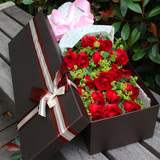 母亲节预订上海北京成都南京青岛鲜花店同城速递19朵红玫瑰花礼盒