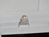 天然珍珠戒指925纯银大珍珠韩版礼品送妈妈强光可调节口11-12mm