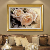 蒙娜丽莎十字绣玫瑰花最新款精准印花十字绣油画白玫瑰客厅卧室画