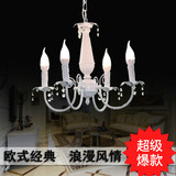 地中海白色蜡烛水晶小吊灯美式乡村铁艺餐厅卧室5-6-8温馨吊灯