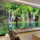 3D个性大型墙纸壁画中式客厅沙发电视背景无缝墙布山水风景壁纸