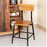 美式乡村LOFT复古做旧风格实木家具咖啡厅铁艺椅子 休闲靠背餐椅
