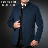 路易十三新款中青年毛呢夹克男士修身韩版羊毛呢茄克外套男爸爸装