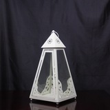 三角锥形欧式铁艺防风灯笼蜡烛台家居软装品摆件拍摄道具