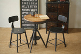 美式复古咖啡厅桌椅实木可升降茶几户外铁艺桌椅休闲桌椅铁艺家具