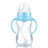 儿儿童小孩成人奶瓶pp塑料带手柄吸管母婴用品宝宝奶瓶宽口径 婴