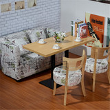 新款实木咖啡厅西餐厅卡座沙发餐桌椅 甜品店奶茶店沙发桌椅组合
