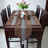 简约现代复古刺绣桌旗中式棉麻古典风餐桌布中国风茶几布定做