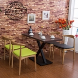 牛角椅西餐厅咖啡厅桌椅甜品店奶茶店桌椅组合实木主题火锅茶餐厅