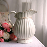 特价 手工奶白色浮雕水壶 陶瓷花瓶 家居装饰品 摆设花器客厅餐桌