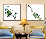 fl原版新中式装饰画客厅玄关单幅有框挂画竖版竖式 植物花卉