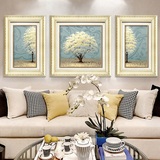 幸福树 现代美式欧式沙发背景有框画墙画壁画挂画三联客厅装饰画